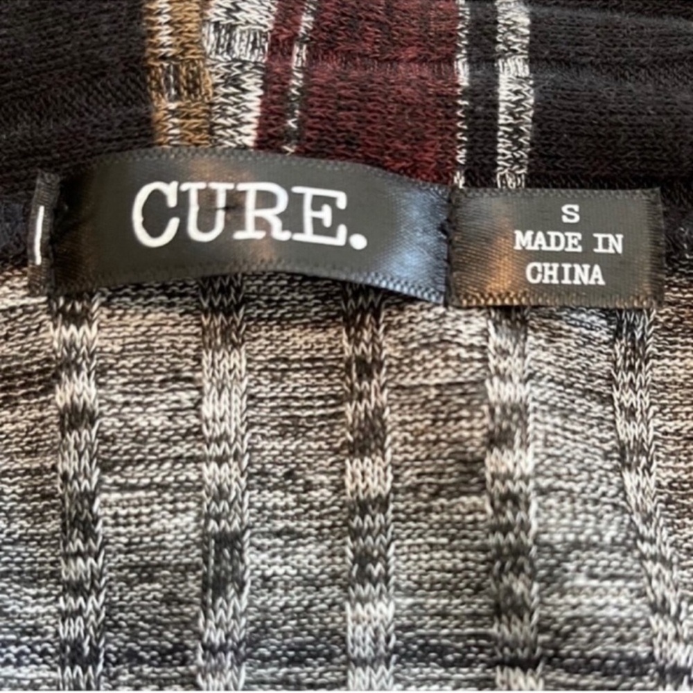 NEW CURE Long Line Cardigan Sweater Jacket Zipper Sleeves Black Brown Tan Size S - Picture 4 of 12